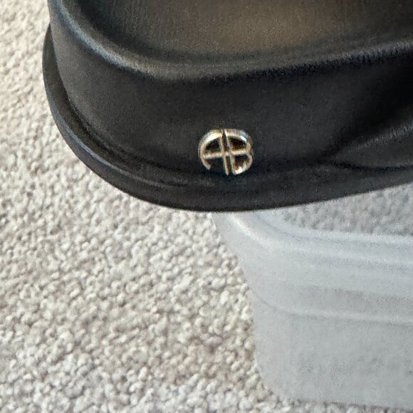 Anine Bing Black Lizzie Criss-Cross Leather Slides - Picture 7 of 8